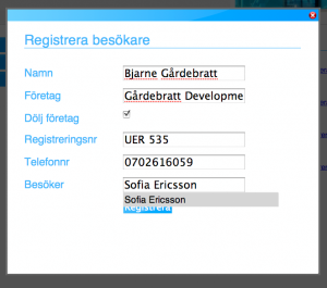 Registrering besökare
